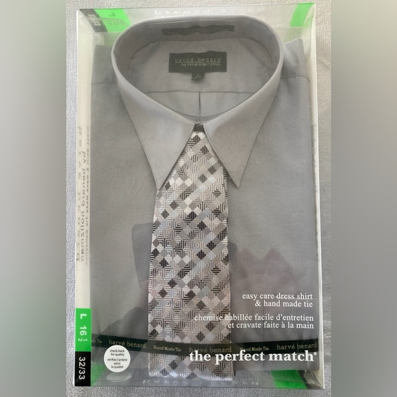 HARVE BENARD Dress Shirt & Hand Made Tie - Picture 1 of 3